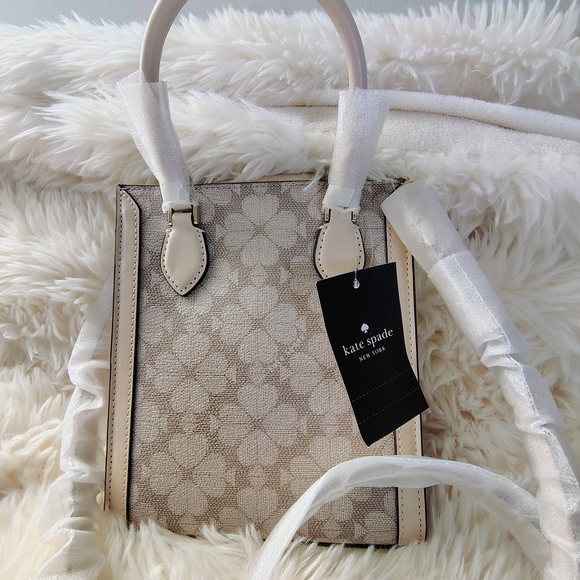 🤩Kate Spade Dark Beige and Cream Signature Spade Flower Mini Tote NWT🤩 - Picture 13 of 17